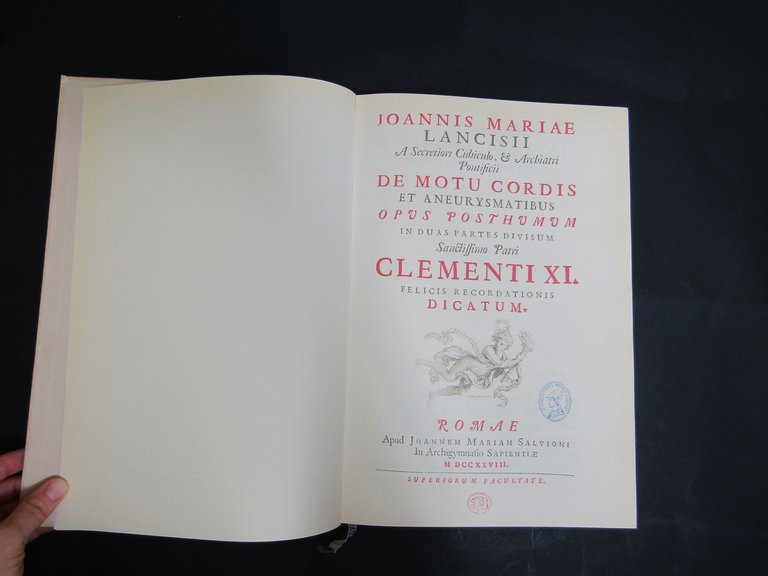 Marie Joannis Lancisii. De motu cordis. Arti Grafiche Ricordi. s.d.