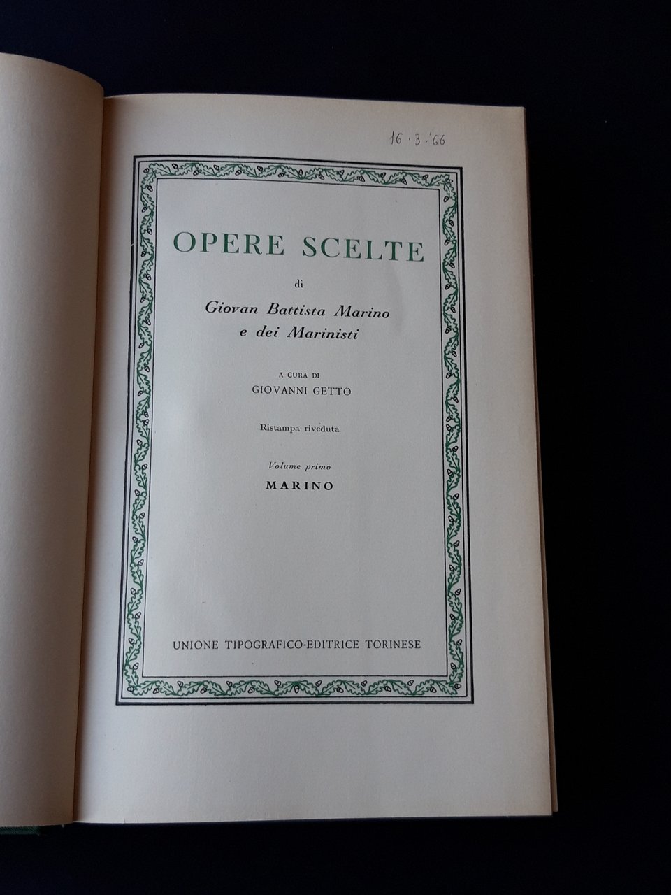 Marino Giovan Battista. Opere scelte. UTET. 1962 - I. Classici … | Immagine principale