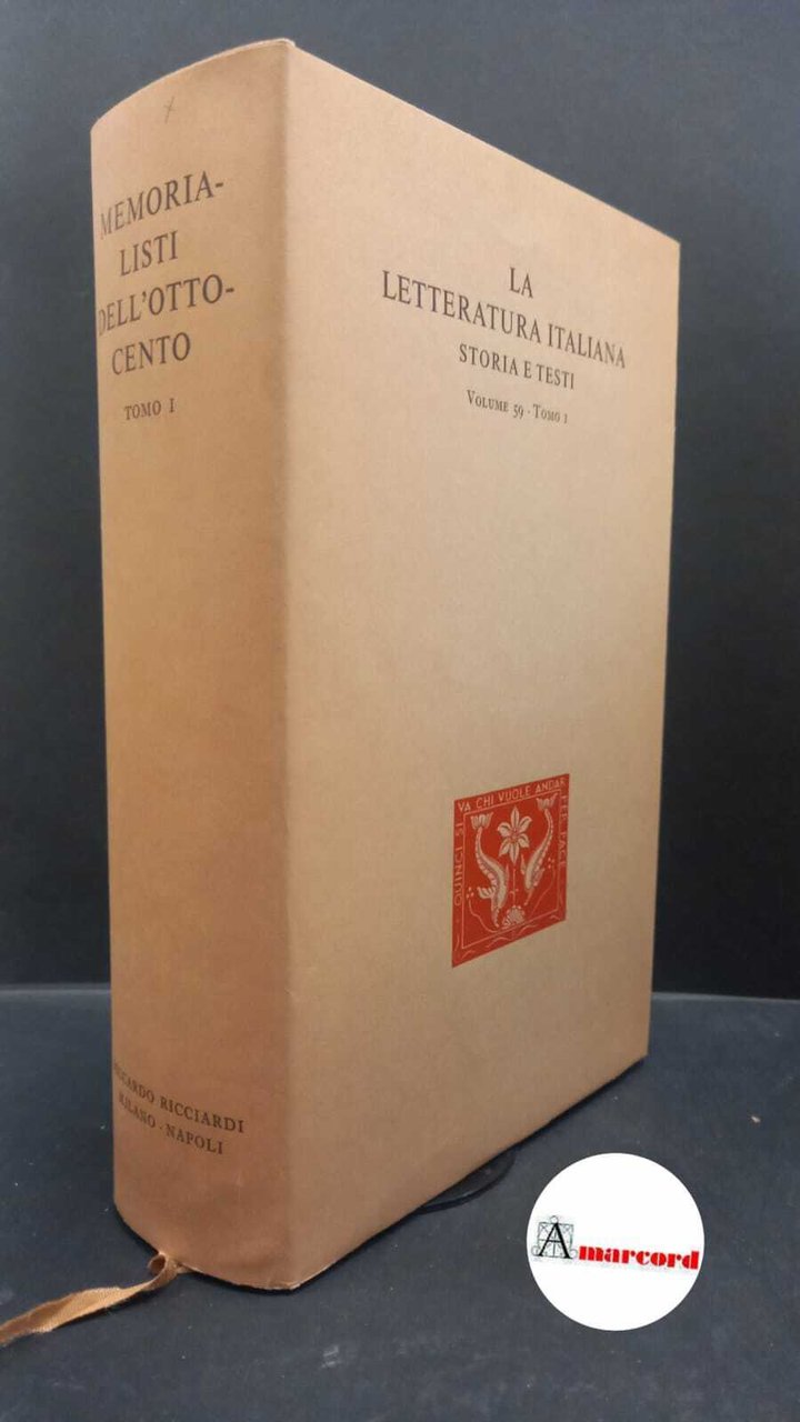 Memorialisti dell'Ottocento Tomo I