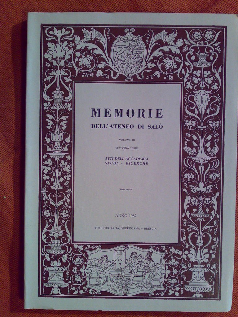 MEMORIE DELL' ATENEO DI SALO' - num. III - anno … | Immagine principale