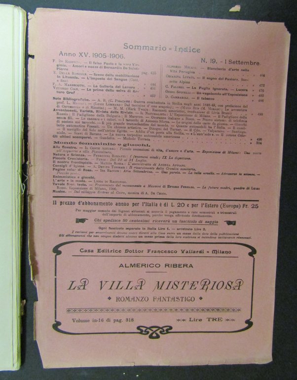 Natura ed arte. Rivista quindicinale illustrata. Anno XV. Num. 19. …