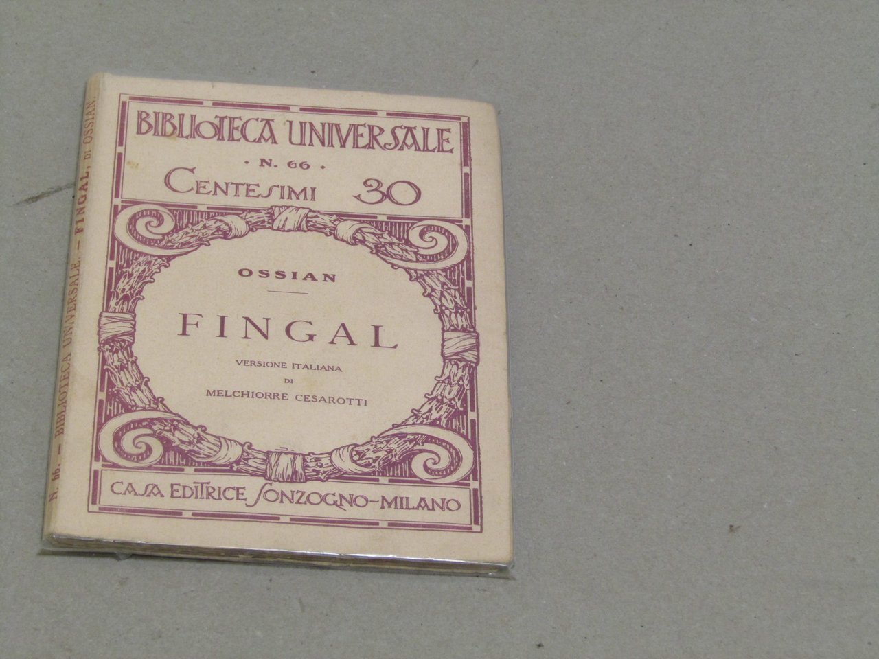 Ossian (Pseudonimo di Giacomo Macperson). Fingal