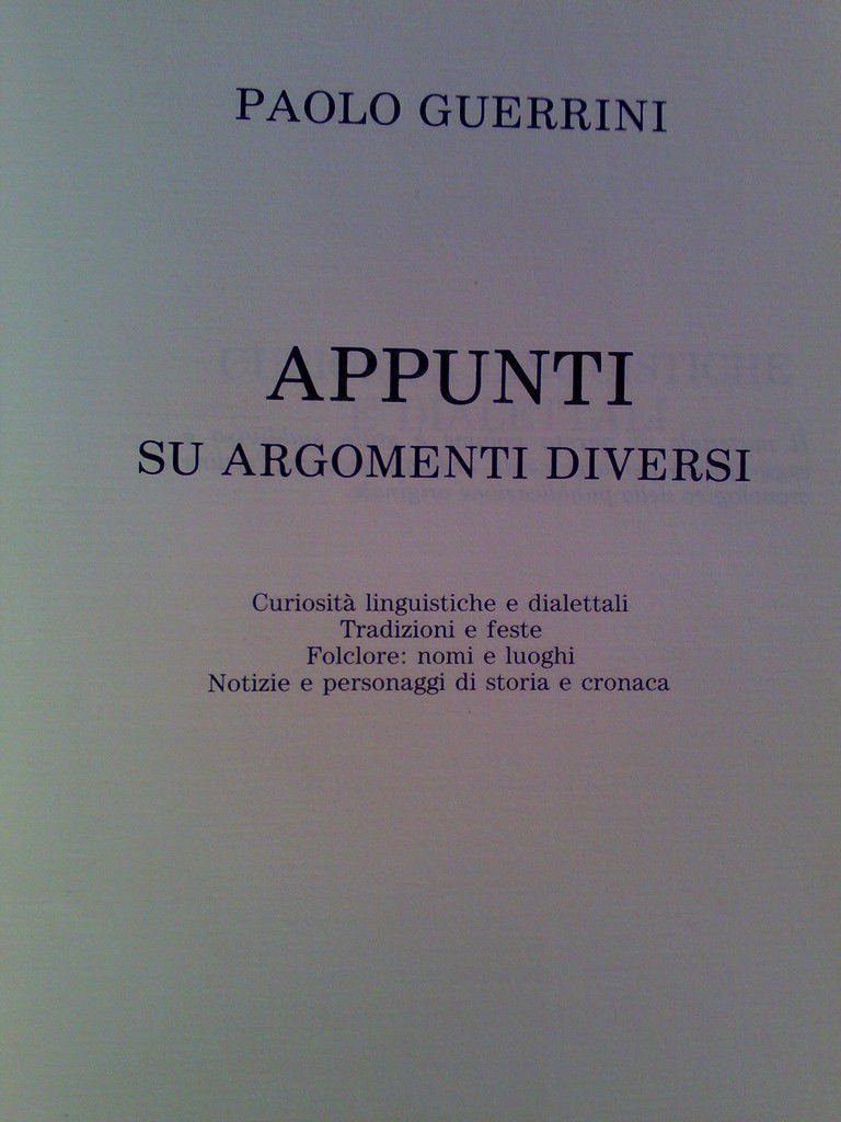 P.Guerrini - APPUNTI SU ARGOMENTI DIVERSI - Brescia1986