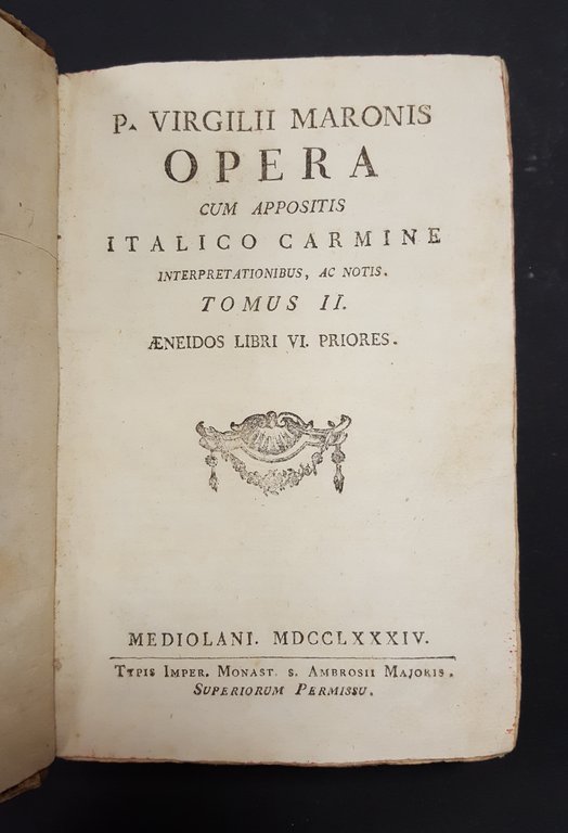 Publio Virgilio Marone. Aeneidos libri Vi priores. Tipografia del Monastero …