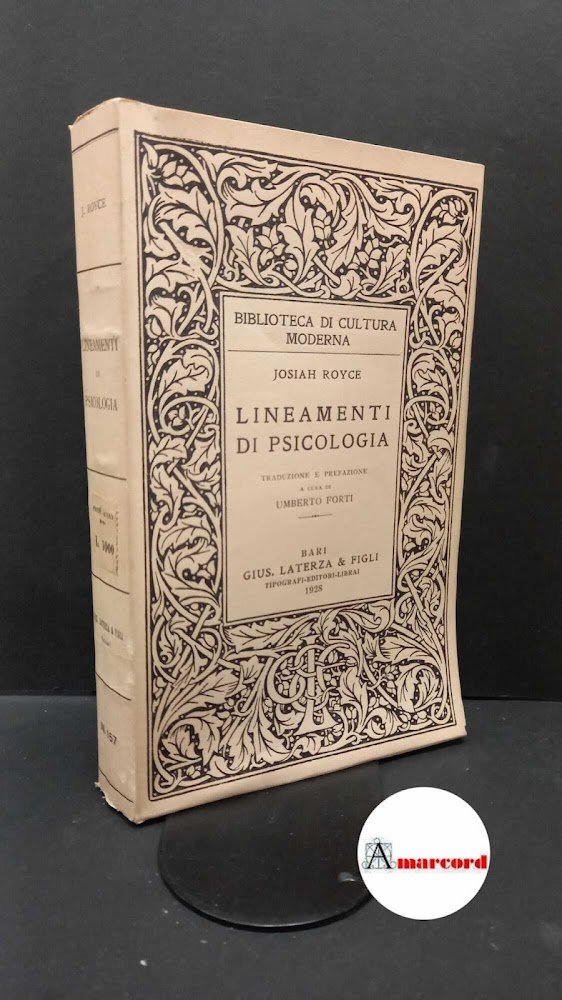 Royce, Josiah. , and Forti, Umberto. Lineamenti di psicologia Bari … | Immagine principale