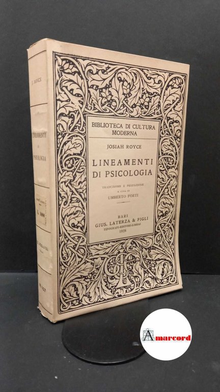 Royce, Josiah. , and Forti, Umberto. Lineamenti di psicologia Bari … | Immagine Gallery 2