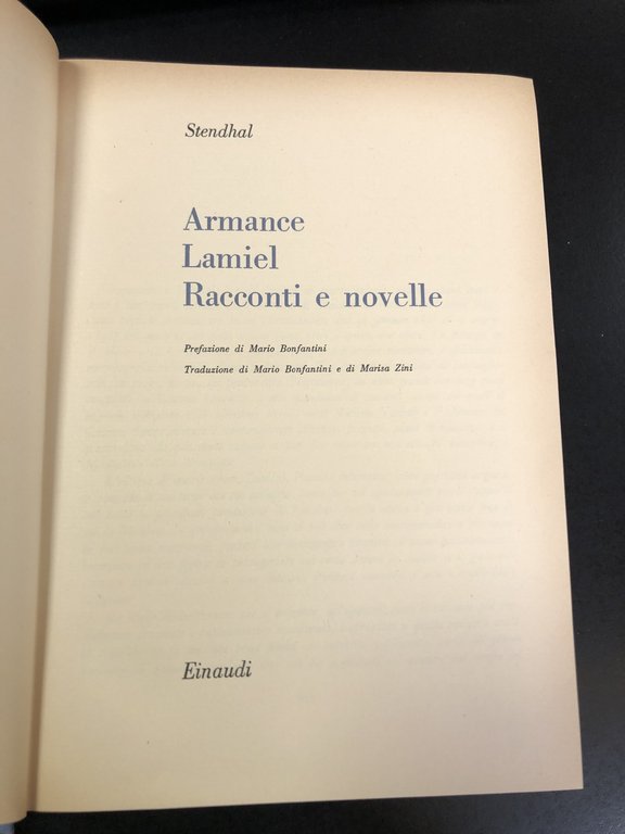 Stendhal. Armance, Lamiel, Racconti e novelle. Einaudi 1957.