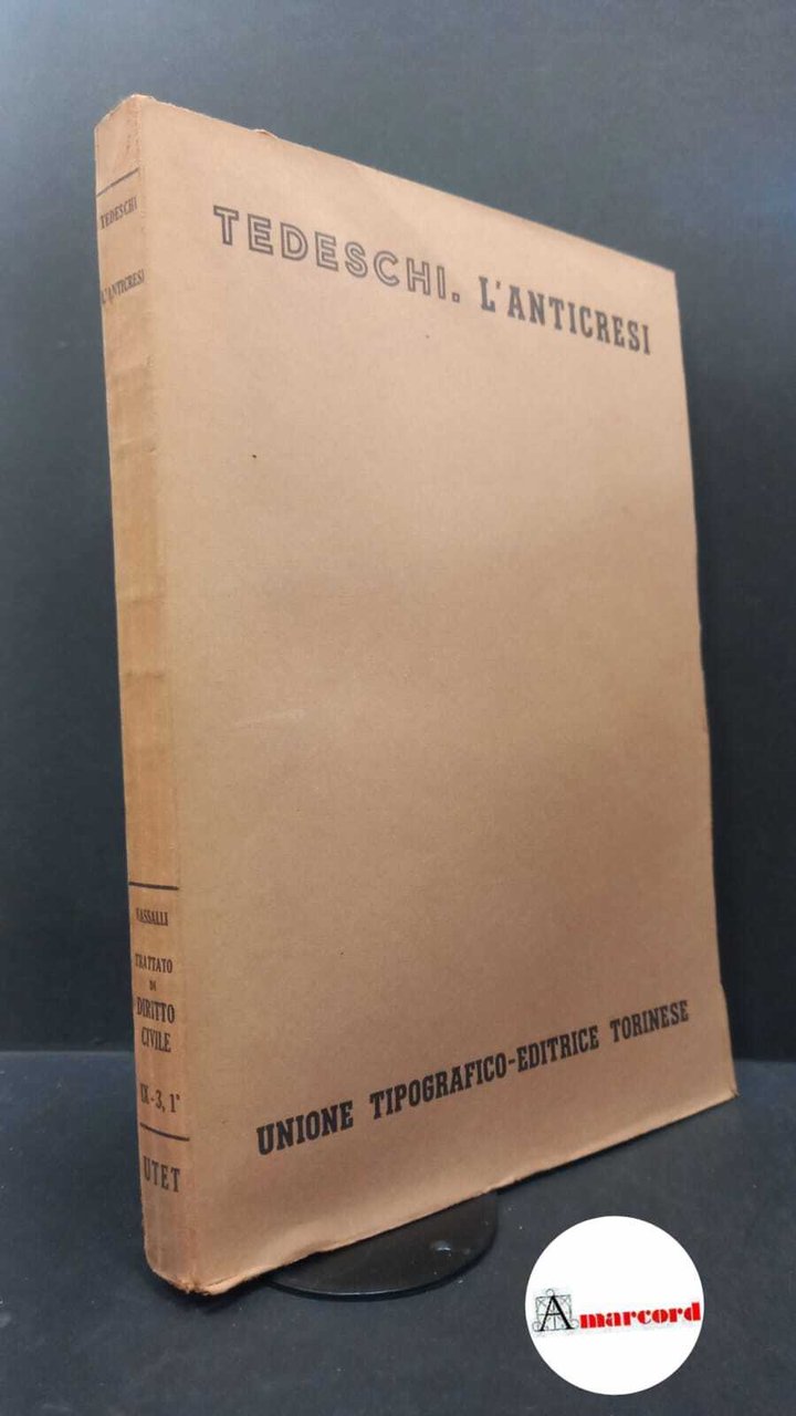 Tedeschi, Vittorio. 9.3.1: L'anticresi Torino UTET, 1954 | Immagine principale