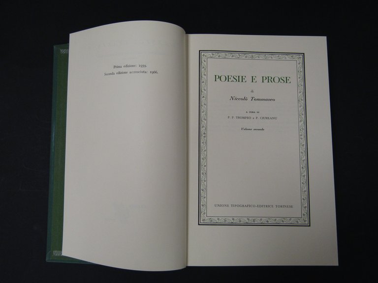 Tommaseo Niccolò. Poesie e prose. UTET 1966. 2 voll.