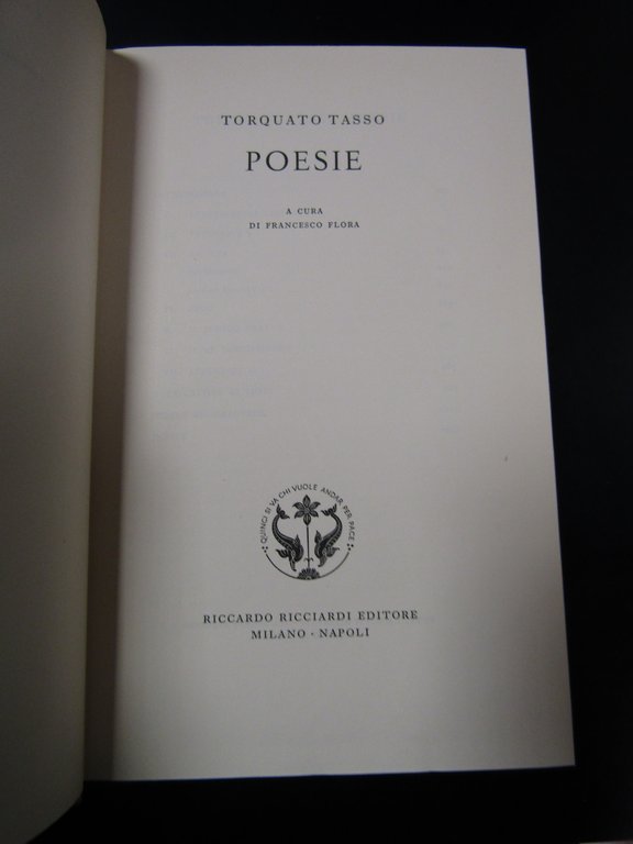 Torquato Tasso. Poesie. Ricciardi. 1963. Con cofanetto.