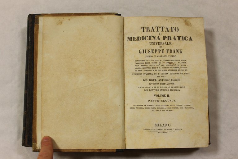 Trattato di medicina pratica universale di Giuseppe Frank. 3 volumi