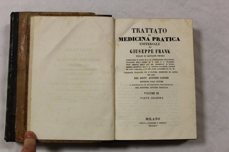 Trattato di medicina pratica universale di Giuseppe Frank. 3 volumi