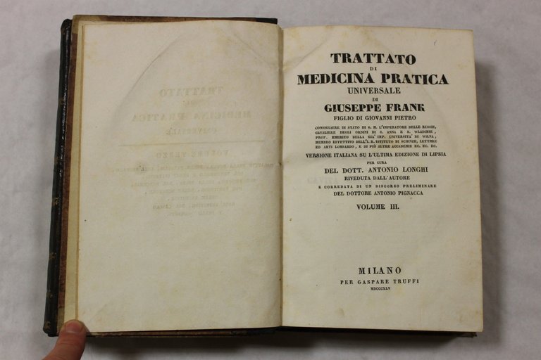 Trattato di medicina pratica universale di Giuseppe Frank. 3 volumi