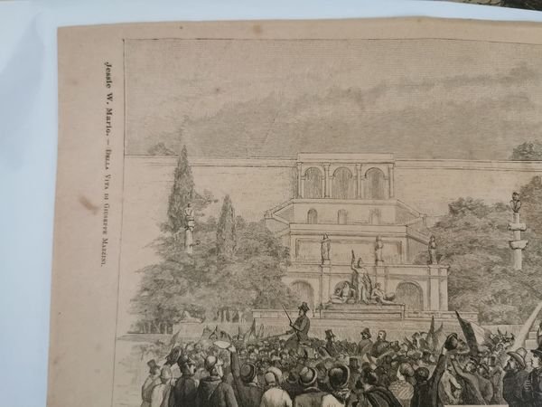 Entrata di Mazzini in Roma nel 1849. Stampa 1891