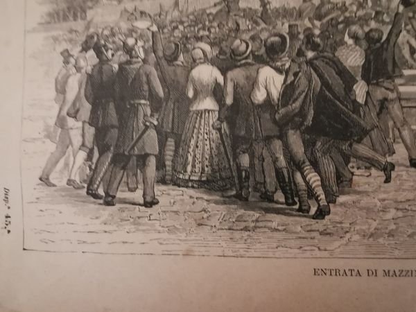 Entrata di Mazzini in Roma nel 1849. Stampa 1891