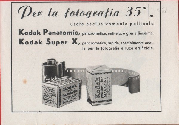 Kodak Panatomic e Kodak Super X. Advertising 1941