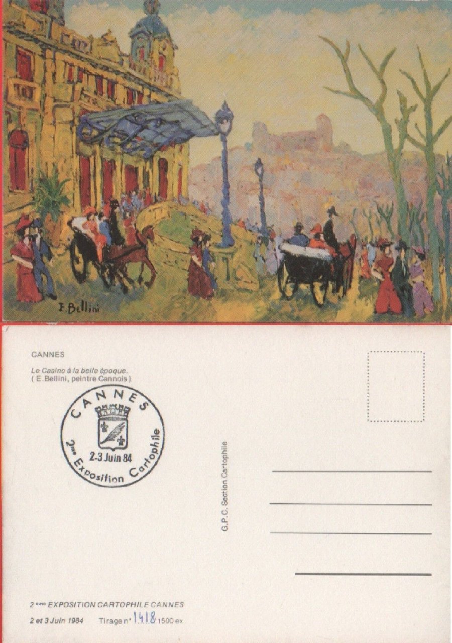 2eme exposition cartophile Cannes 1984. Numerata 1418/1500. Non viaggiata