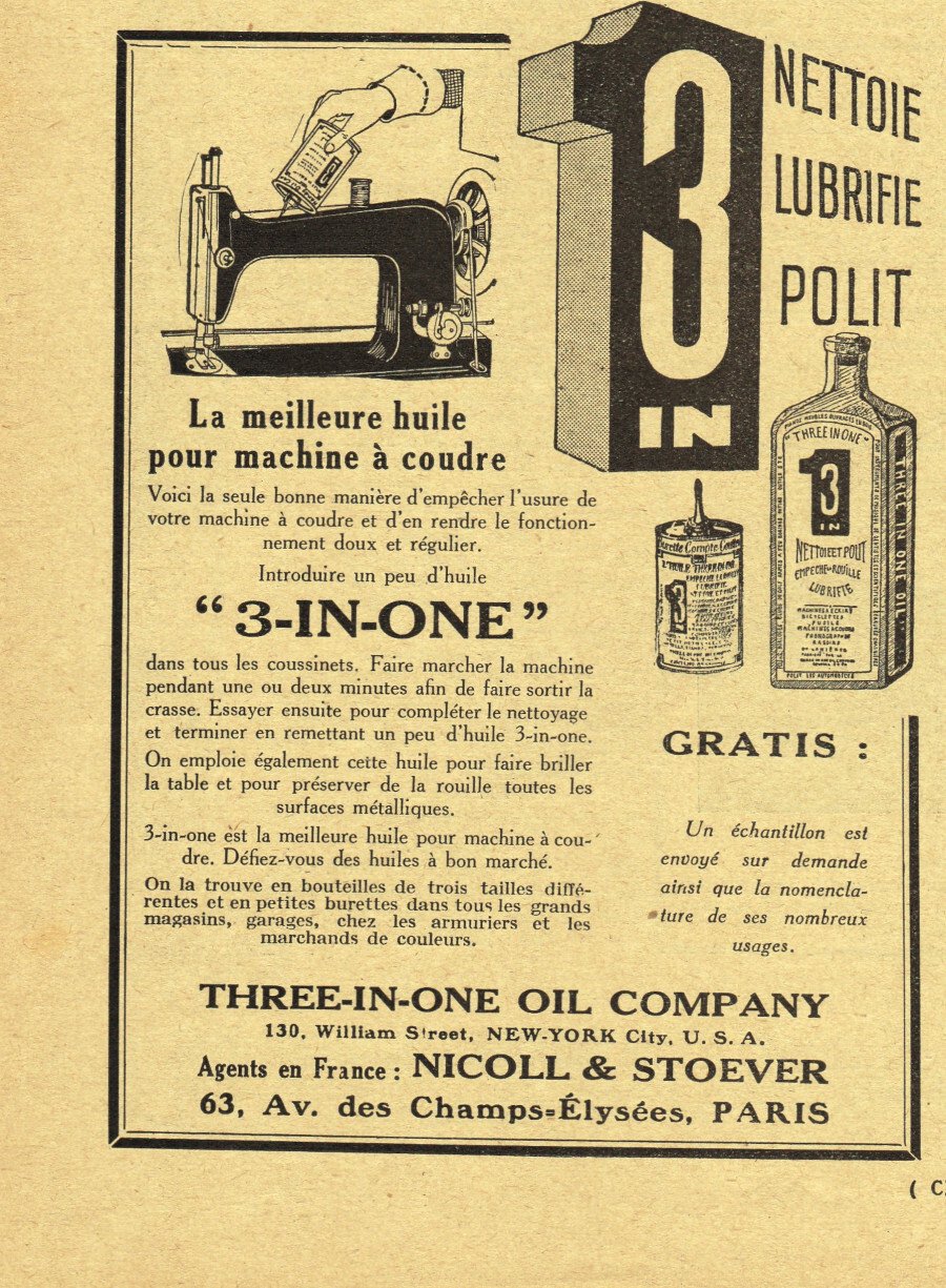 3-IN-ONE nettoie, lubrifie, polit. Advertising 1927