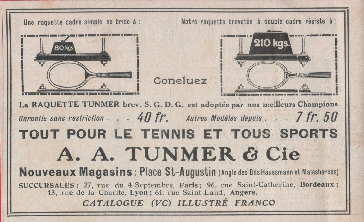 A.A. Tumner &amp; Cie, tout pour le tennis et tous …