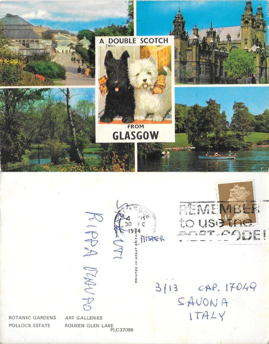 A double Scotch from Glasgow. Viaggiata 1974