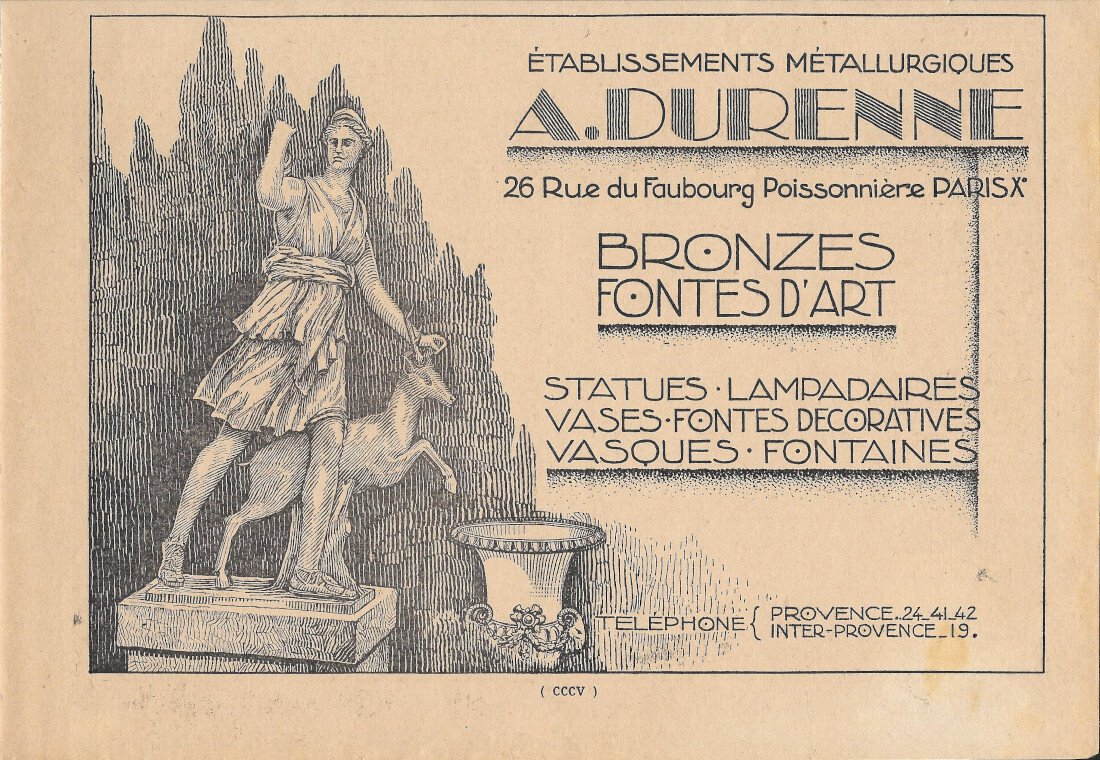 A. Durenne. Bronzes, fontes d'art - Advertising 1928