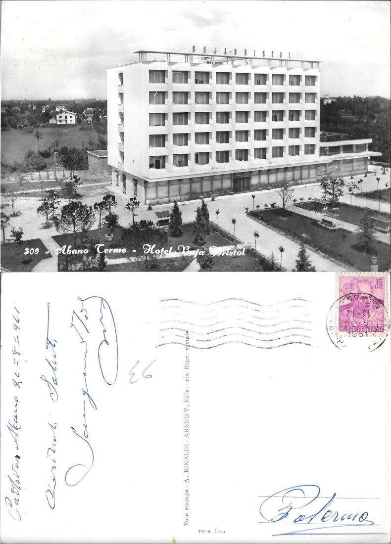 Abano Terme, Hotel Buja Bristol. Viaggiata 1961