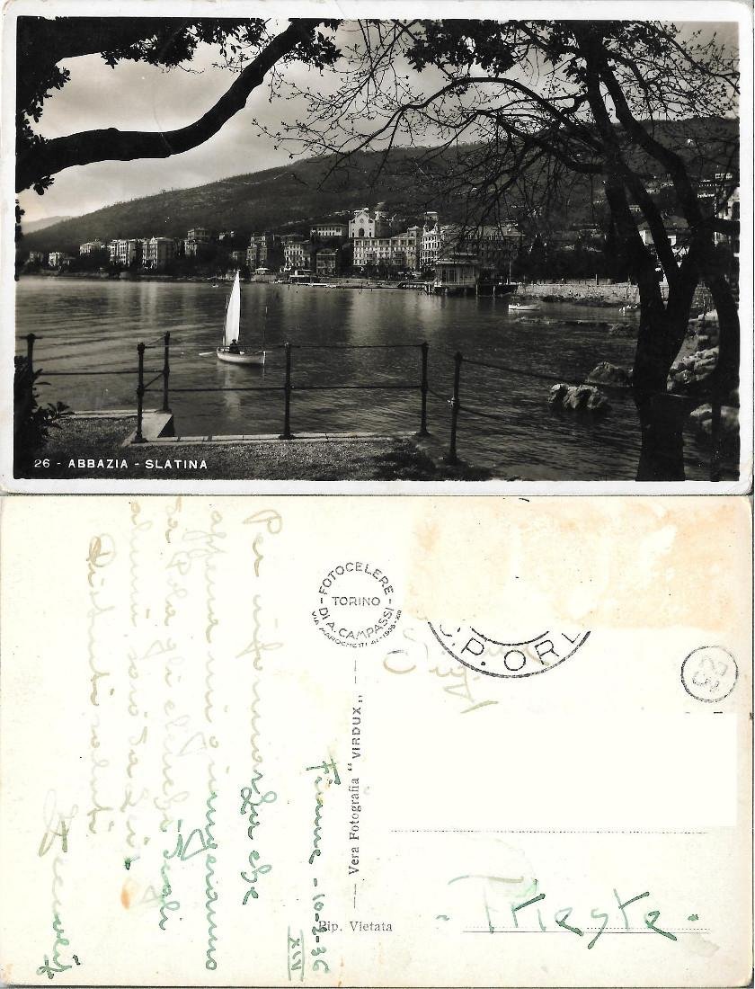 Abbazia - Slatina. Viaggiata 1936
