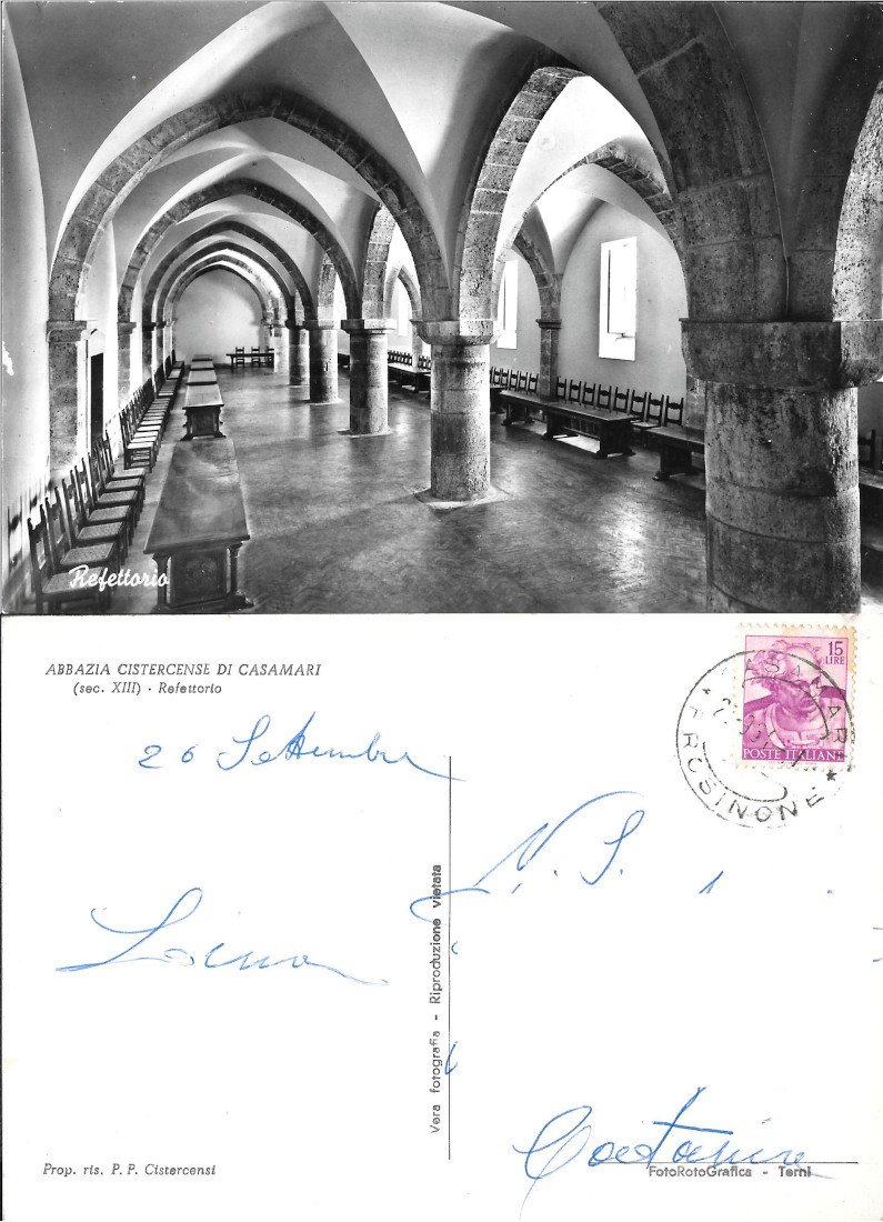 Abbazia Cistercense di Casamari. Refettorio. Viaggiata
