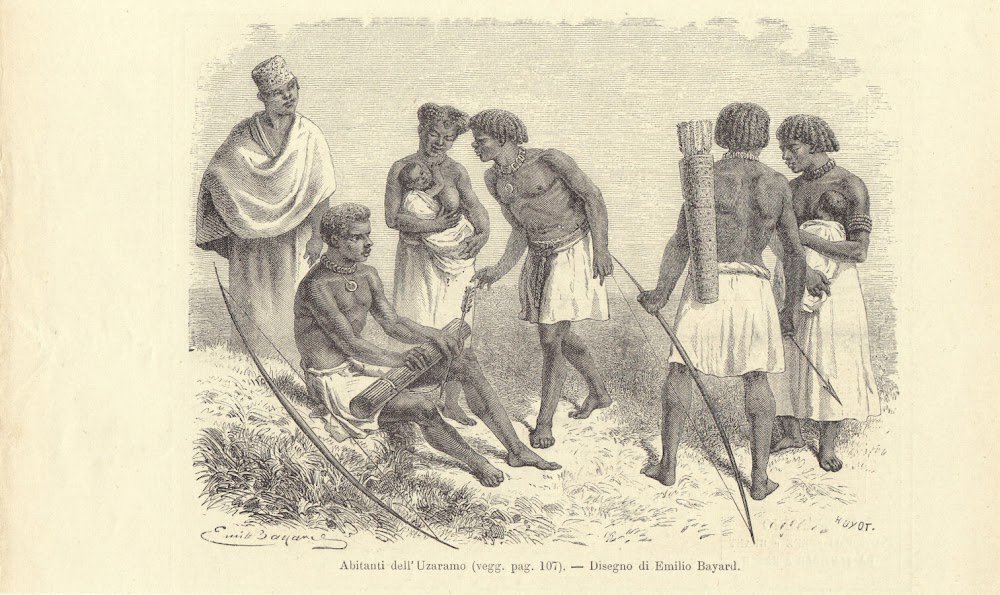 Abitanti dell'Uzaramo (Tanzania). Illustrazione 1864