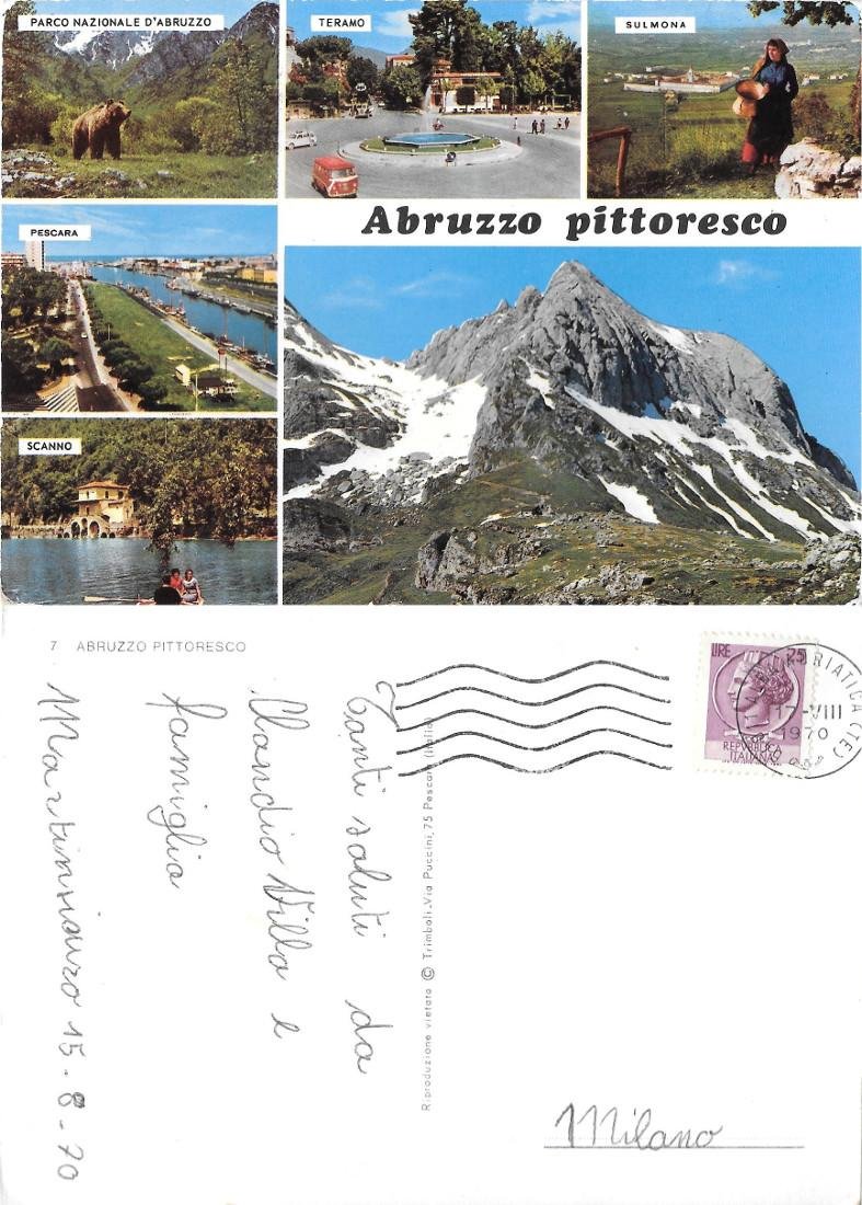 Abruzzo pittoresco. Vedutine. Viaggiata 1970