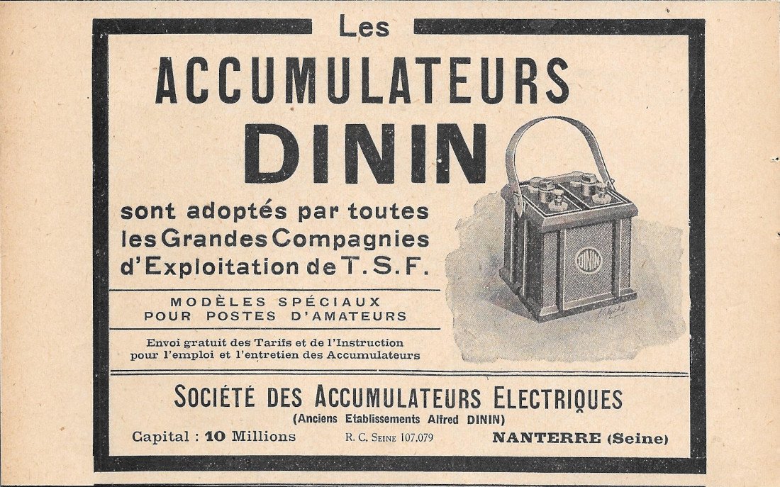 Accumulateurs Dinin - Advertising 1928