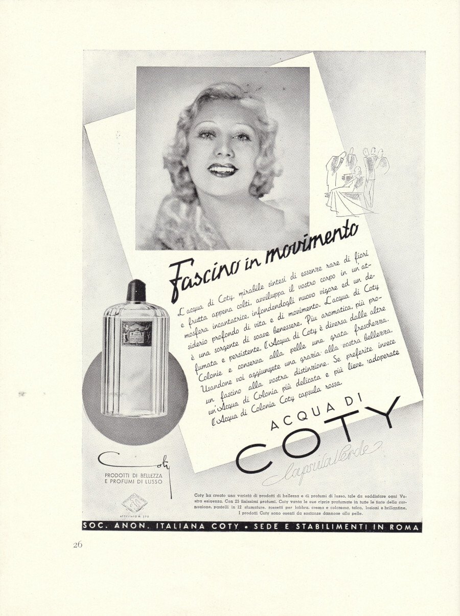 Acqua di Coty. Advertising 1937