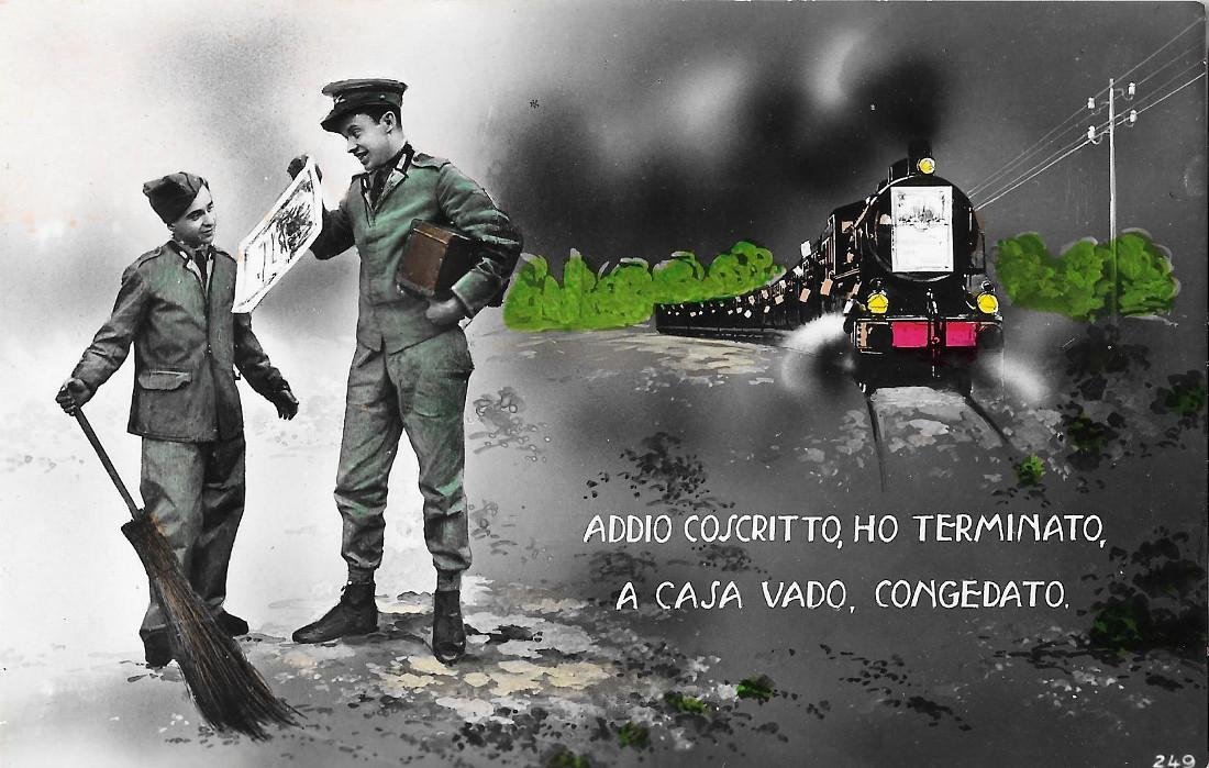 Addio coscritto, ho terminato, a casa vado, congedato. Non viaggiata, …