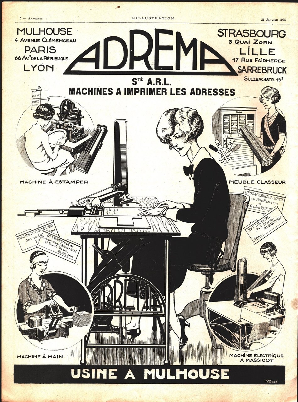 Adrema machines a imprimer les adresses. Advertising 1925