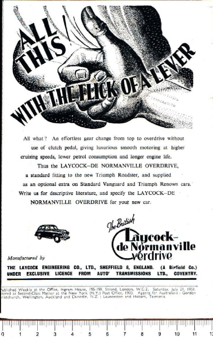 Advertising - All This! Laycock de Normanville Overdrive - 1951