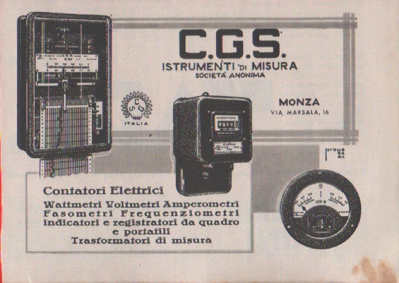 Advertising - CGS. Istrumenti di misura - Pubblicità 1938