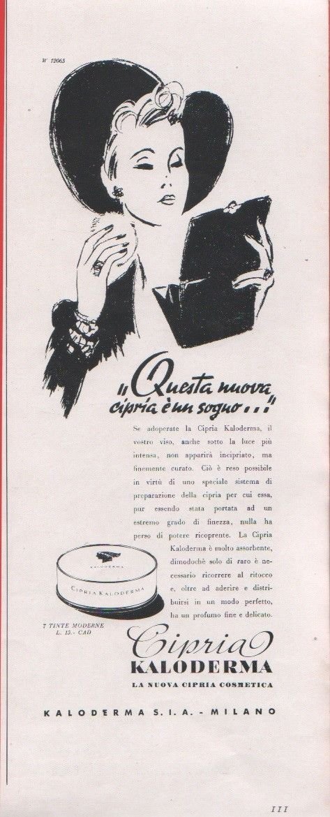 Advertising - Cipria Kaloderma - Pubblicità 1941