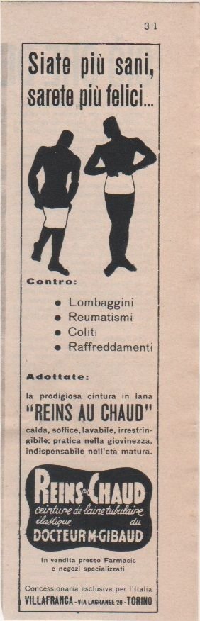 Advertising - Docteur Gibaud Rein au chaud - Pubblicità 1953