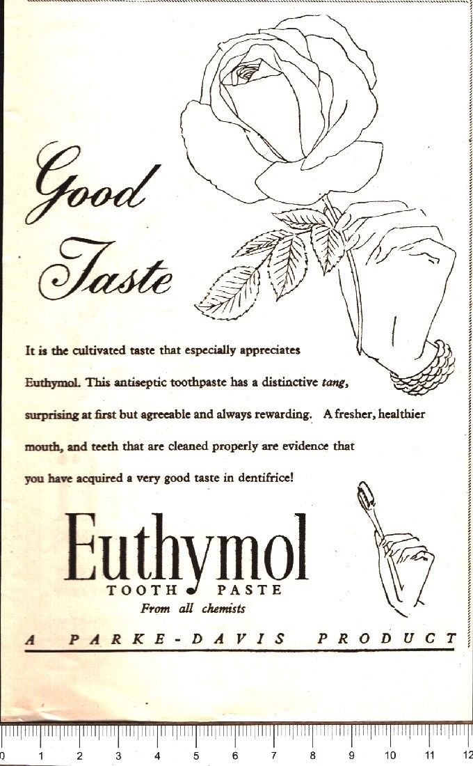 Advertising - Euthymol dentifricio. Parker-Davis - 1951