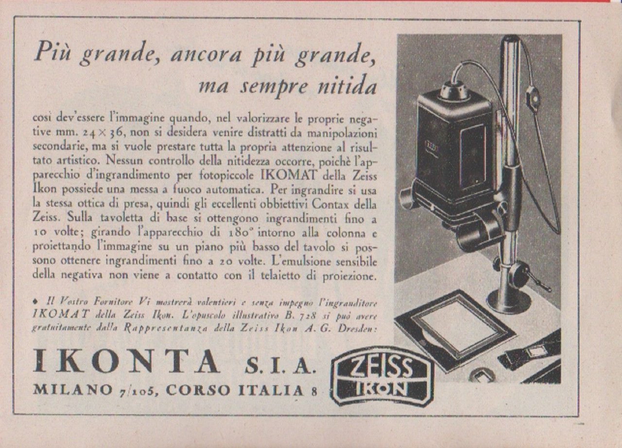Advertising - Ikonta. SIA. Milano - Pubblicità 1938