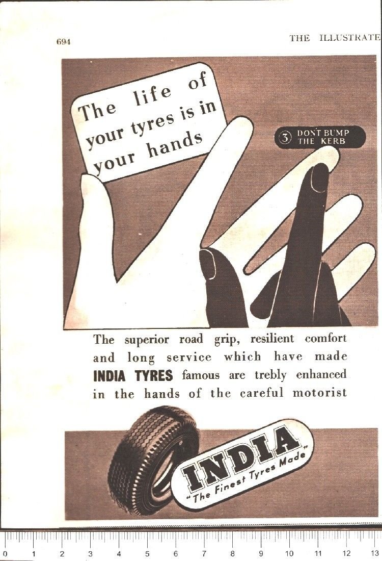 Advertising - India Tyres. Pneumatici - 1951