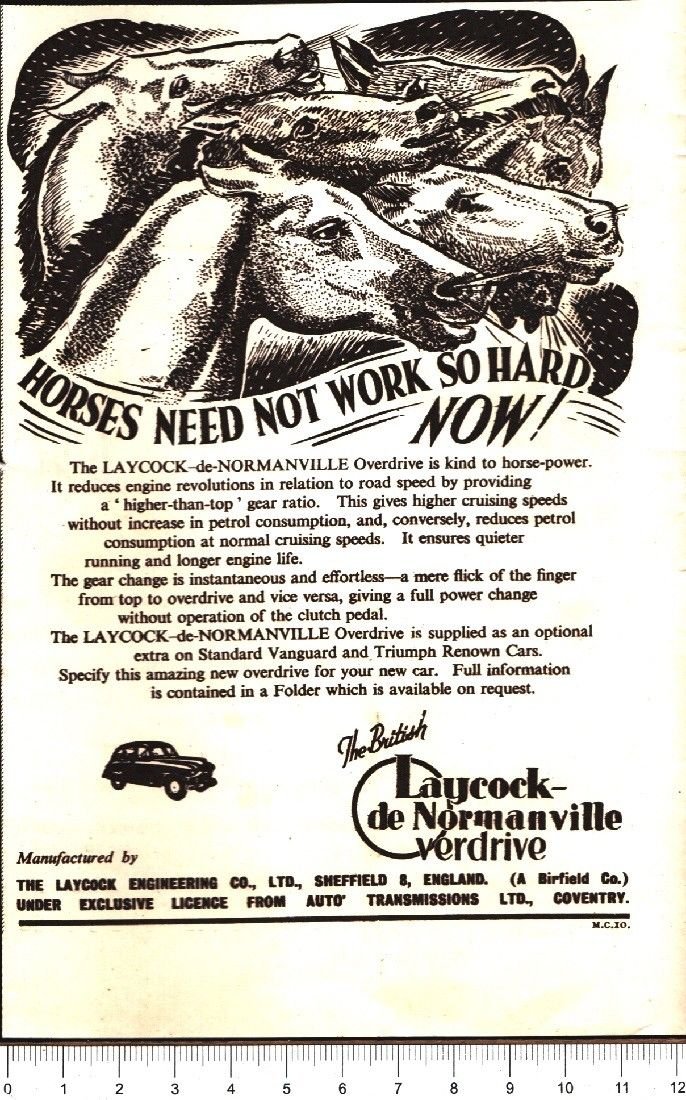 Advertising - Laycock de Normanville Overdrive - 1951