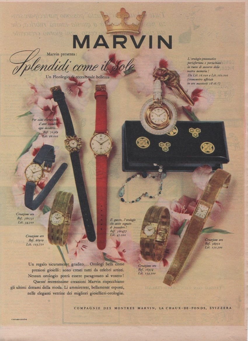 Advertising - Marvin orologi - Pubblicità 1957