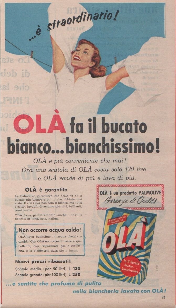 Advertising - Olà detersivo - Pubblicità 1957