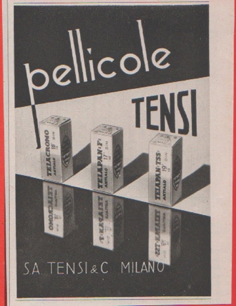 Advertising - Pellicole fotografiche Tensi - Pubblicità 1938