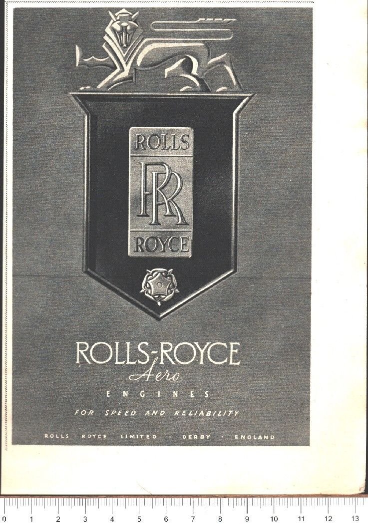 Advertising - Rolls Royce Aero Engines - Pubblicità 1951