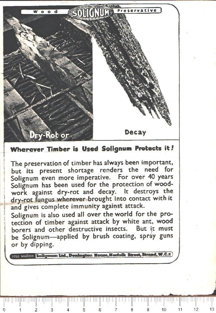 Advertising - Solignum Wood Preservative - Pubblicità 1951