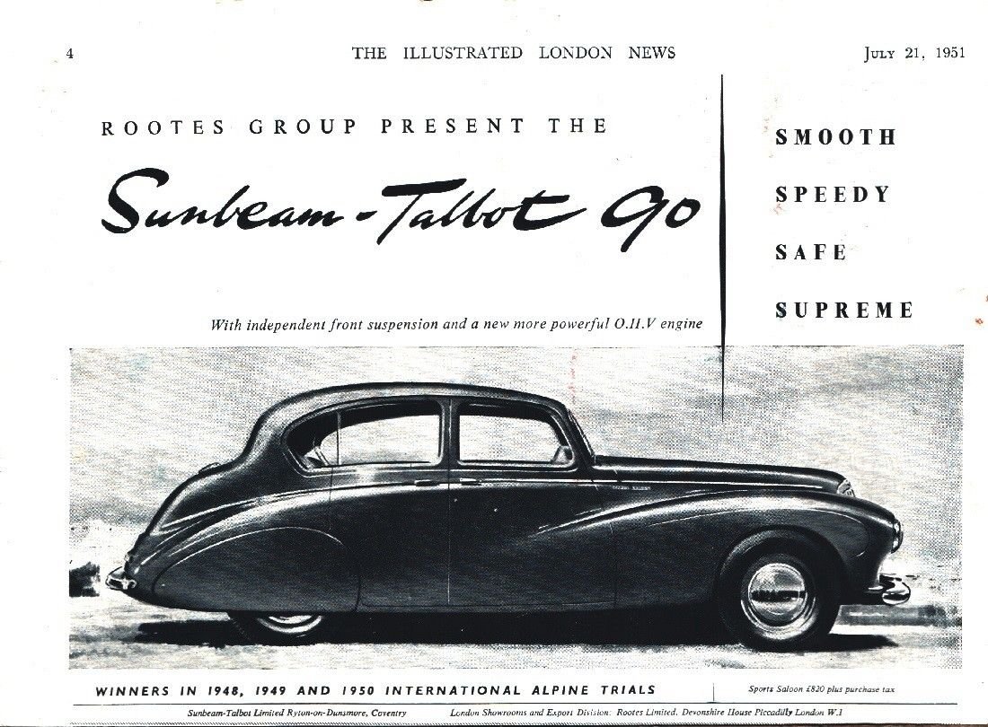 Advertising - Sunbeam-Talbot 90 - 1951