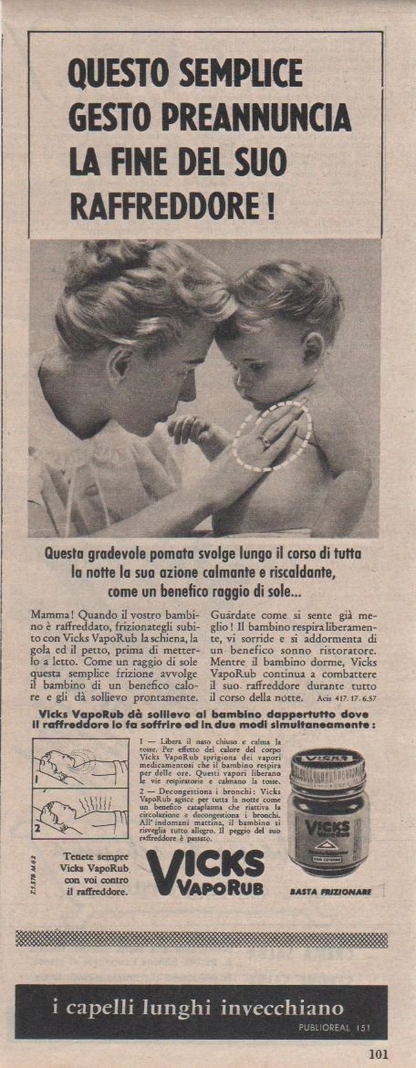 Advertising - Vicks VapoRub - Pubblicità 1957