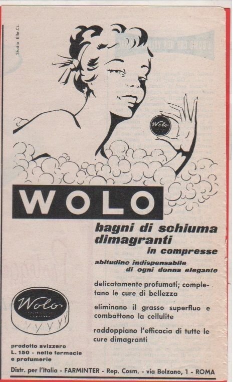 Advertising - Wolo bagni schiuma dimagranti - Pubblicità 1957